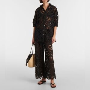 FARM RIO Seashell broderie anglaise cotton shirt